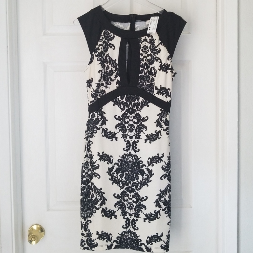 Foreign Exchang Black & Cream Form Fitting Dress